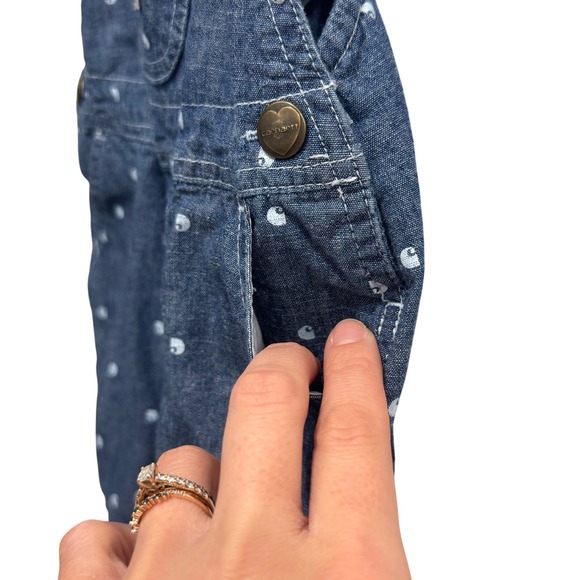 Carhartt‎ Baby Girl's Chambray Logo Shortall 12M Denim Overalls - Picture 4 of 8